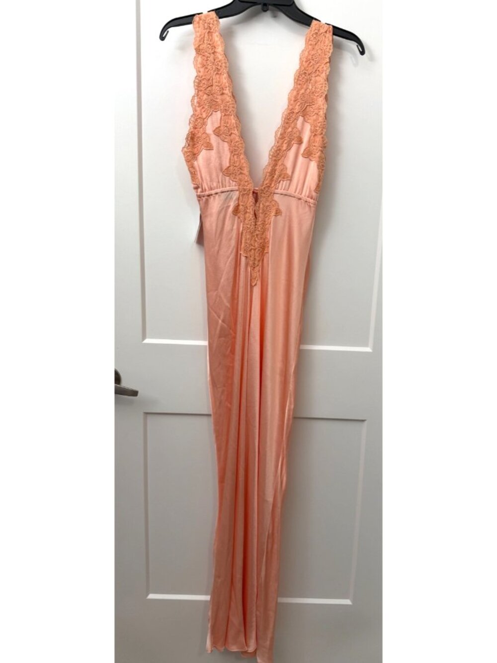 Rumored Maxi Dress M Bright Sweetheart Peach Satin High Venice Cut Out Long NWT - Picture 4 of 11